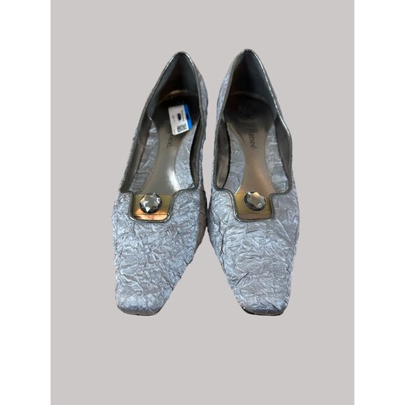 J. Renee Women's Silver Fabric Textured Heels Size 11 - Picture 1 of 14